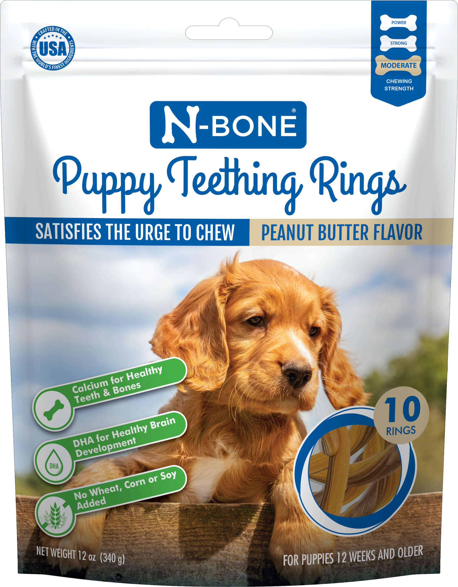 N-Bone Puppy Teething Rings Peanut Butter Flavor, 10-Pack photo 1