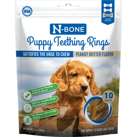 N-Bone® Puppy Teething Rings Peanut Butter Flavor 10 Treats 12 oz Dried Chew Treats for Dogs