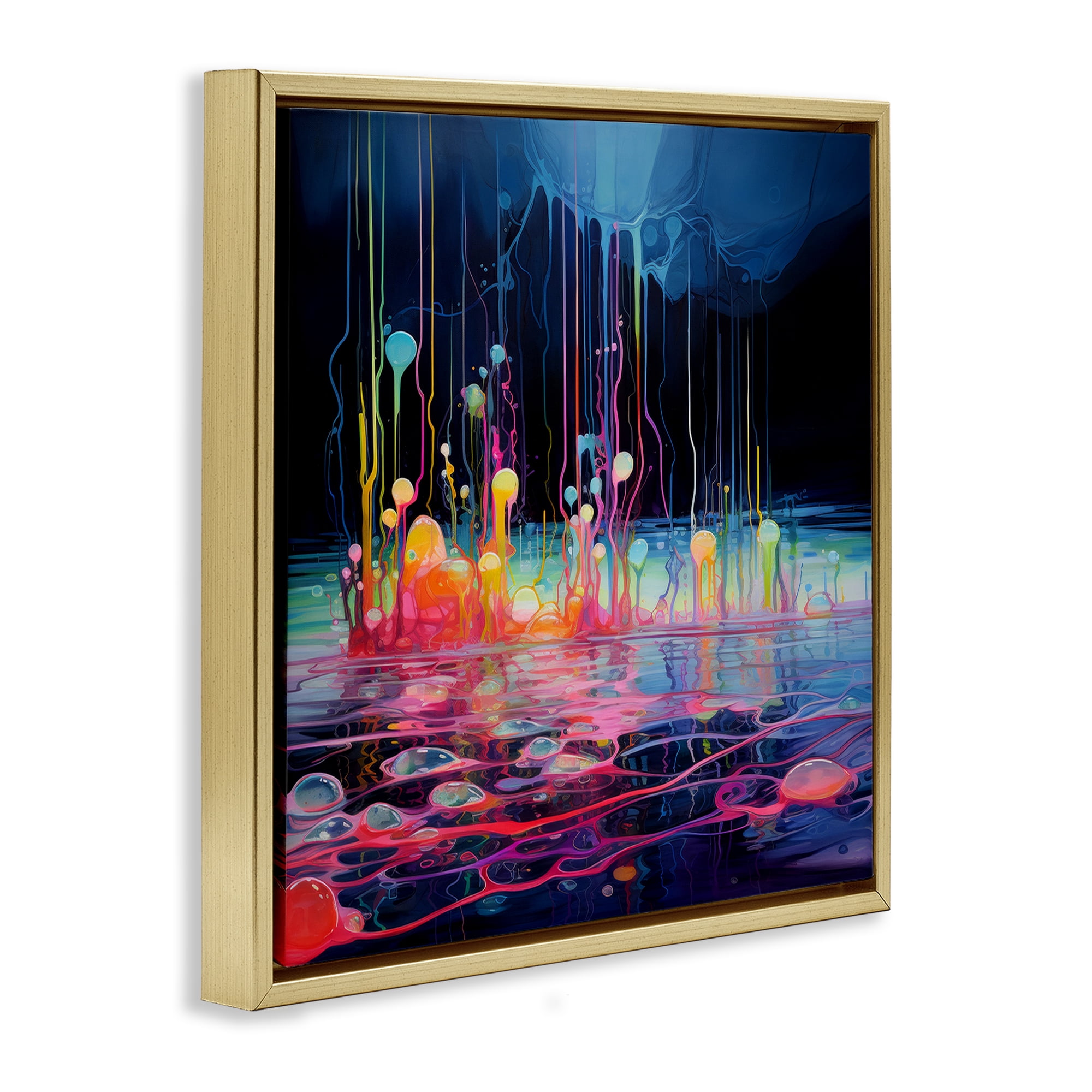 Stupell Industries Abstract Mystic Landscape Abstract Painting Gold Floater Framed Canvas Art Print Wall Art, 25 x 25