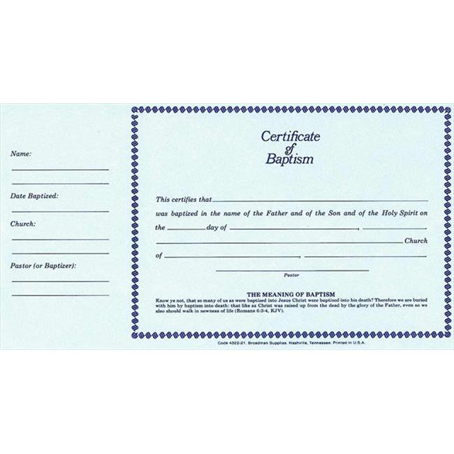 B & H Publishing Group 462797 Certificate Baptism Pad With Romans 6 3 4