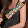 thumbnail image 4 of Chririnla Car Seat Belt Pads Easy to Install Seat Belt Shoulder Pad Polyester Skin-Friendly, Suitable for Vehicle Auto, Floral Skulls with Rainbow, 4 of 8