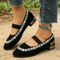 thumbnail image 4 of Willtoo Mary Jane Shoes Women Rhinestone Low Block Heel Pointed Toe Dress Flats Elastic Strap Slip On Non Slip Walking Shoes, 4 of 4