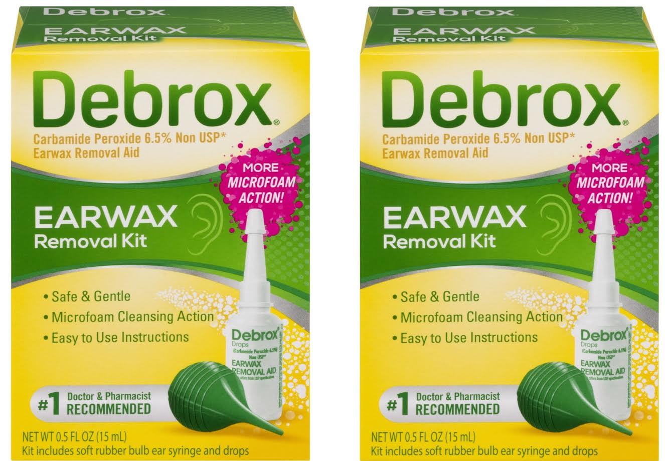 Debrox Earwax Removal Aid Kit, Washer & Drops, 0.5Ounce Bottles (Pack of 2)