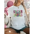 thumbnail image 2 of Camiseta de manga corta de moda para mujer con estampado de letras del Conejo de Pascua, modelo 10640. Para adultos, hombres, mujeres, adolescentes, jóvenes y uso informal., 2 of 7