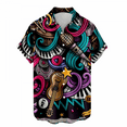 thumbnail image 2 of Men's Button Shirt 2024 Summer Fashion Casual Personality Musical Instrument Digital Short Sleeve-SinKeeU, 2 of 4