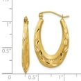 thumbnail image 3 of Real 14kt Yellow Gold Satin Diamond Cut Hollow Hoop Earrings; for Adults and Teens; for Women and Men, 3 of 3