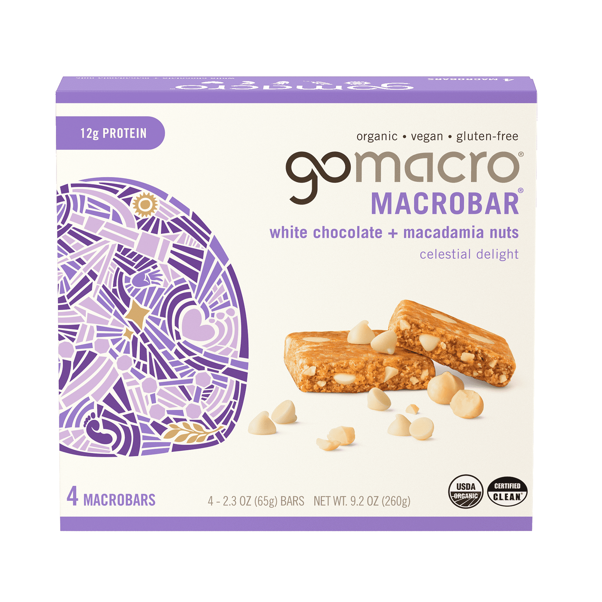 GoMacro White Chocolate + Macadamia Nut MacroBar 4ct Multipack