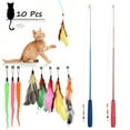 Cat Toys Interactive Cat Feather Wand, Kitten Toys Retractable Cat Wand