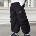 thumbnail image 2 of ZXLBBD Boy's Cargo Pants for Fall Joggers with Multiple Pockets Comfortable Solid Color Trousers for Kids Youth School Fashion Casual Daily Wear,Black,Size 6 Y-7 Y, 2 of 7