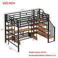 thumbnail image 4 of Bellemave Full Size Metal Loft Bed with Staircase Modern Industrial Loft Bed with Built-in Low Table and Storage Shelves, Full Loft Bed Frame for Teens, Black, 4 of 10