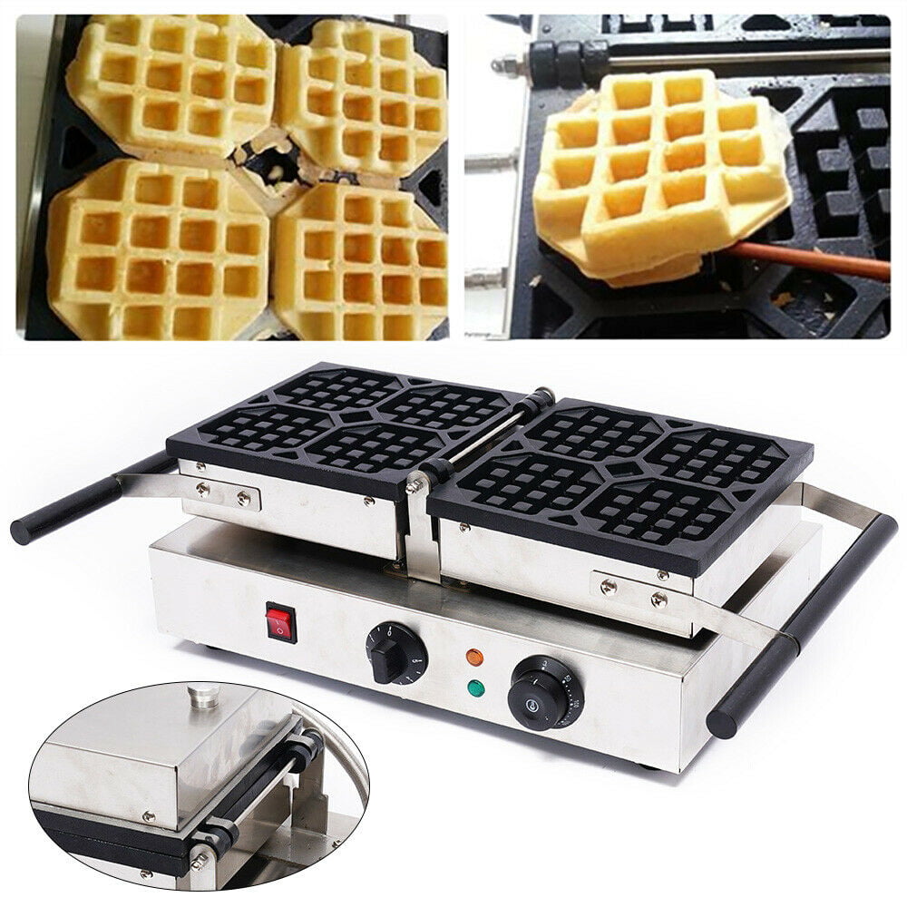 Commercial Nonstick Electric 10pcs Mini Square Belgian Waffle Maker Iron Machine 