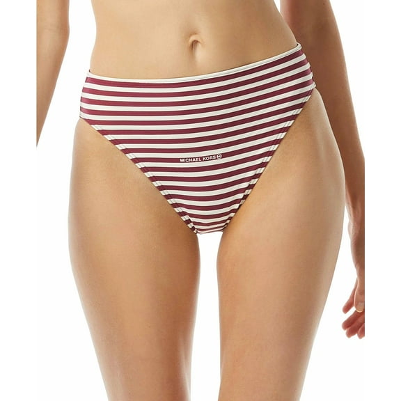 Michael Kors RUBY Striped High-Waist Bikini Swim Bottom, US Large