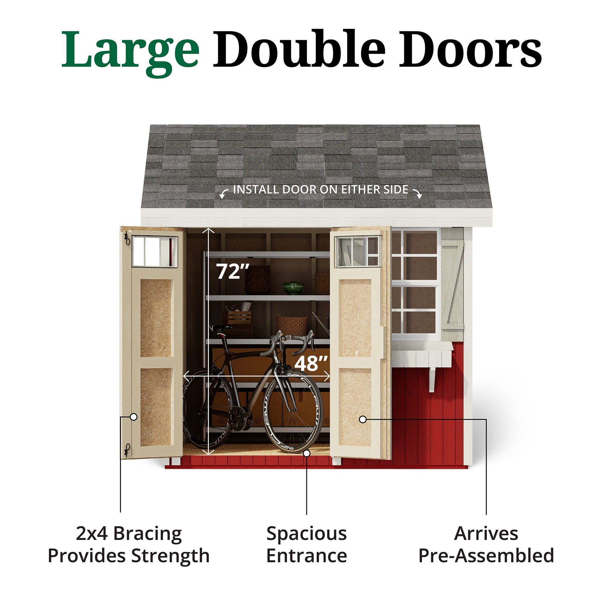 Little Cottage Co. 8x8 Colonial Pinehurst Shed with Operable Window, Outdoor Wood Storage Do-It-Yourself Precut Kit