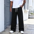 thumbnail image 7 of Men's Wide Leg Sweatpants Drawstring Elastic Waist Baggy Casual Loose Straight Leg Solid Color Lounge Pants with Pockets, 7 of 7