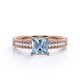 thumbnail image 4 of JeenMata Anillo de Compromiso con Forma de Catedral de Cuatro Puntas, Aguamarina y Moissanita de Corte Princesa de 1 Quilate, Borde con Milgrain, Pavé Victoriano, Baño de Oro Rosa de 18 K sobre Plata, 4 of 6