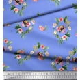 thumbnail image 2 of Soimoi Blue Rayon Fabric Bird & Floral Print Printed Fabric 1 Yard 58 Inch Wide, 2 of 3