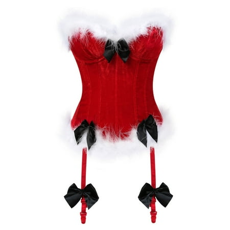 YOTMKGDO Valentines Day Lingerie  Bodysuits for Women  Women S Lace Up Vintage Boned Bustier Corset with Garters Women S Christmas Lingerie Is Playful and Cute (#1 Red  S)