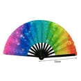 thumbnail image 6 of Opvise Folding Fan Colorful Holographic Rave Fan Bamboo Ribs Hand Fan Decorative Gifts for Festival Dancing Party, 6 of 8