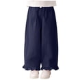 thumbnail image 2 of hengsof Girls Spring Summer Solid Elastic Waist Casual Pants Cute Ruffle Hem Cotton Loose Comfortable Long Pants for 2-14 Years Kids, 2 of 7