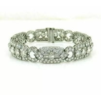 Sparkle Jewels Round Cubic Zirconia Art Deco Unisex Bracelet 14K White Gold Finish Silver