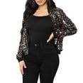 thumbnail image 2 of Women Sequin Baseball Jacket Zip Coat Stage Show Dance Outwear Long Sleeve, 2 of 11