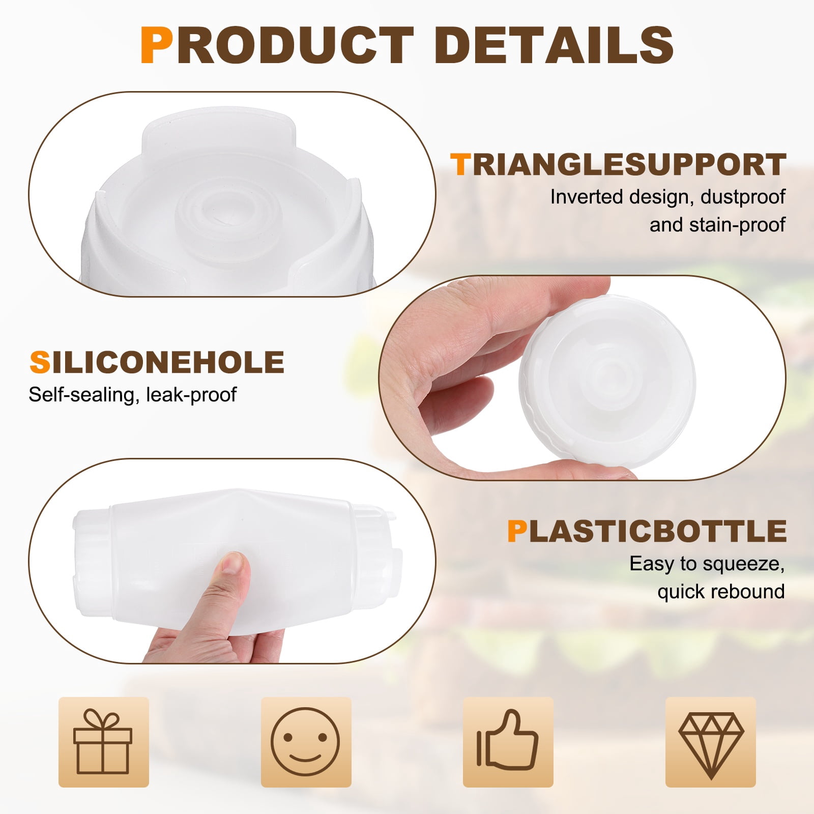 Uxcell Condiment Squeeze Bottles, 2pcs 20 oz Refillable Plastic Squirt Bottle Dispensers Leak Proof for BBQ Cooking Oil Barbecue Seasoning Honey Syrup, White