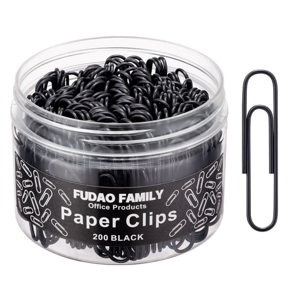 FUDAO FAMILY Jumbo Paper Clips, 2 Inch Paper Clip, 200 pcs Large Paperclips, Office Supplies (Jumbo, Black)
