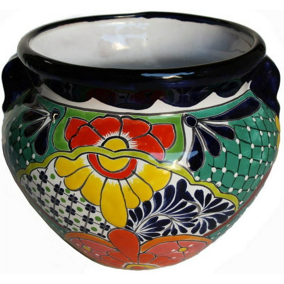 Small-Sized Paracho Mexican Colors Talavera Ceramic Garden Pot