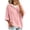 Pink, variant on Caywon Women's Sweater, Hooded 3/4 Sleeve Button Front with Drawstring and Ribbed Trim, Loose Knit Casual Fall Winter Daily Wear for Women