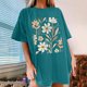 thumbnail image 2 of Faldas Cortas para Mujeres, Impresión de Flores Casual Oversized Camiseta de Manga Corta Top Hecho de 95% Poliéster 5% Spandex para Primavera Verano, Falda Corta de Verano, 2 of 7