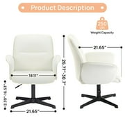 Homy Casa Office Desk Chair, Swivel Height Adjustable Wide Seat Computer Task Vanity Chair for Home Office, Beige