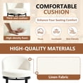 thumbnail image 4 of ClinQ Swivel Counter Height Bar Stools Set of 3, Fabric Upholstered Barrel Bar Chairs with Auto Return, Curved Back and Black Metal Frame, Beige, 4 of 7