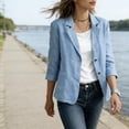 thumbnail image 3 of cocolona Womens Linen Blazer Lapel Open Front Long Sleeve Lightweight Suit Jacket Business Trendy Casual Outerwear, 3 of 7