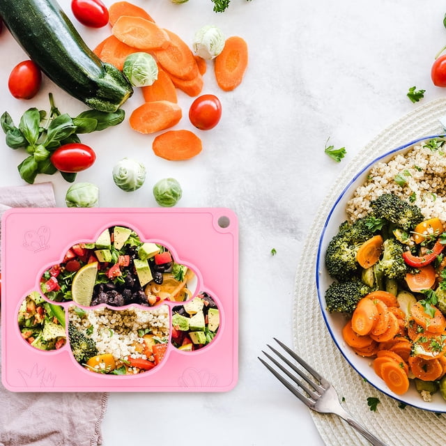 TAILTOSS Suction Plates Toddlers Plate Silicone Pink 1Pcs Anti-slip Design