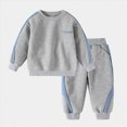 thumbnail image 2 of NOLDARES Toddler Boys Outfit Set Long Sleeve Printed Crewneck Cotton T-Shirt Jogger Pants Soft Warm Fall Winter 2 Piece Clothes Size:1-2 Y,Grey, 2 of 8