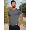 thumbnail image 4 of DARING DIVA Men's Workout Stretch Crew Neck Short Sleeve T-Shirt XL Gray, 4 of 7