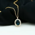 thumbnail image 3 of Rosec Jewels Oval Shape London Blue Topaz Pendant Necklace with Diamond Halo - 8X10 mm, 10K Yellow Gold, 3 of 8