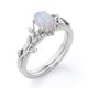 thumbnail image 4 of JeenMata Anillo de Bodas con Diseño de Hoja de Moissanita y Ópalo Arcoíris Ovalado de 1,5 Quilates Engastado en Oro Blanco de 18 K sobre Plata, 4 of 6