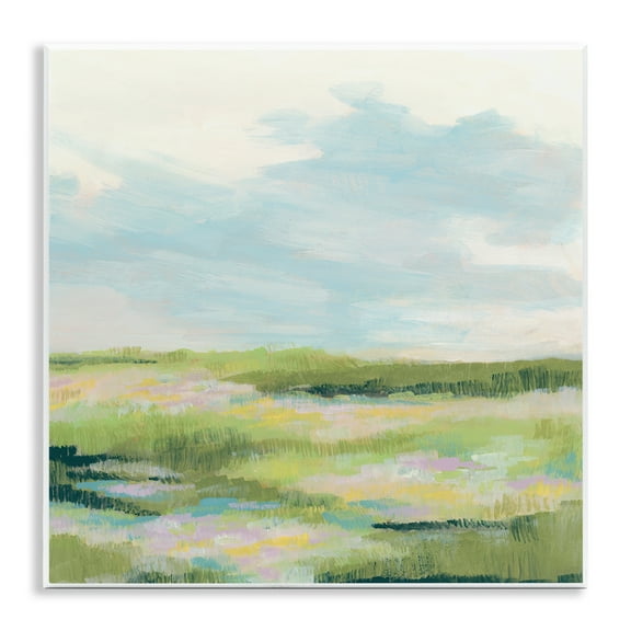 Stupell Industries Brushed Meadow & Sky Landscape & Nature Painting Unframed Art Print Wall Art, 12 x 12