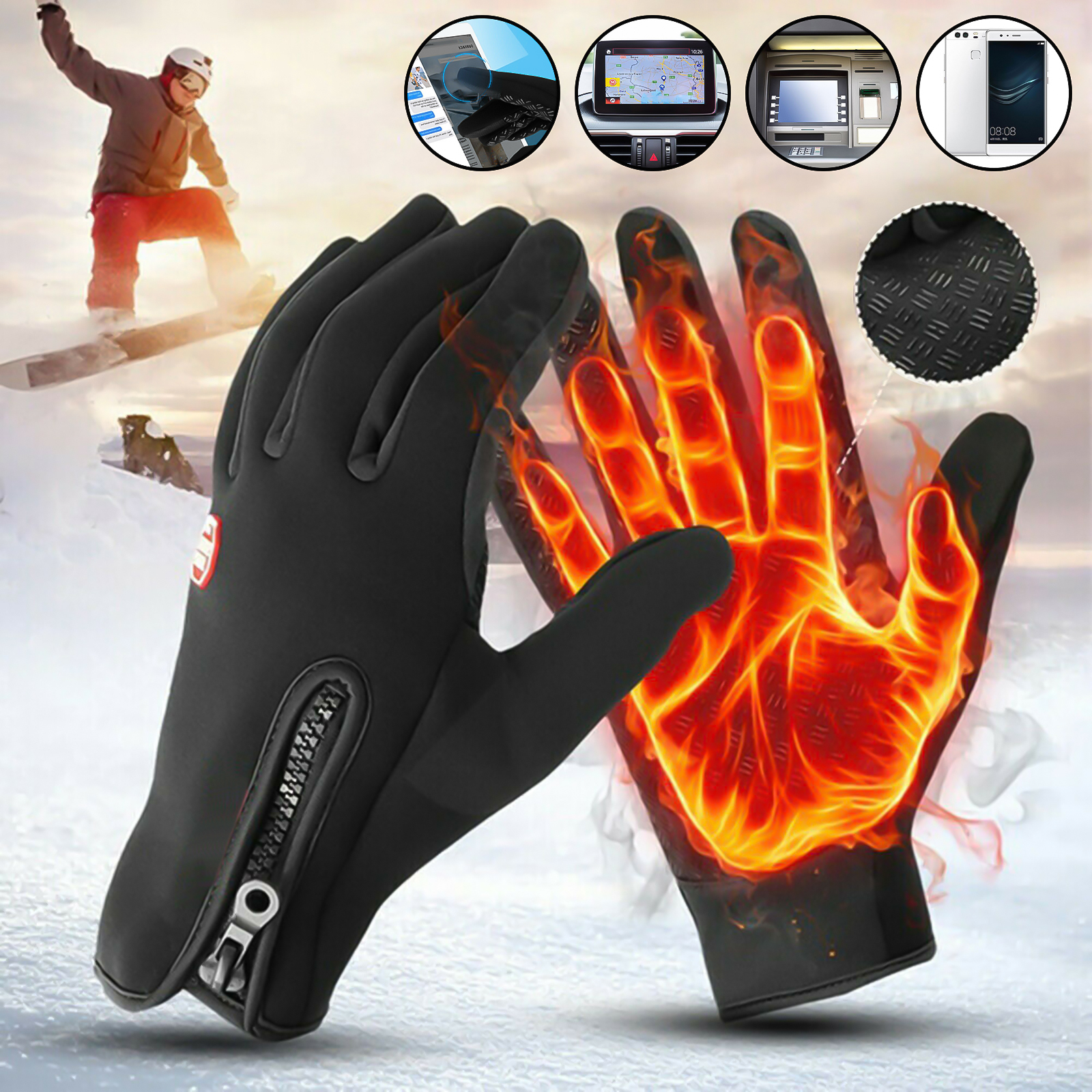 Insulated Thermal Gloves for Men & Women, Anti-Slip, Touch Screen ...