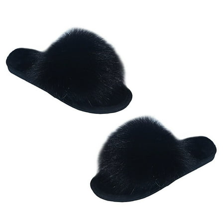

1 Pair Women s Open Toe Slippers Casual Plush Indoor Slippers for Home Hotel