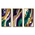 thumbnail image 2 of Designart "Bold Strokes in Purple, Green, and Gold I" Modern Framed Wall Art Set Of 3 - Purple Abstract Frame Gallery Set For Office Decor, 2 of 6