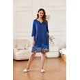 thumbnail image 5 of Ekouaer Robes for Women 3/4 Sleeves Housecoat Lightweight Sleepwear Zipper House Dresses with Pockets -, 5 of 6