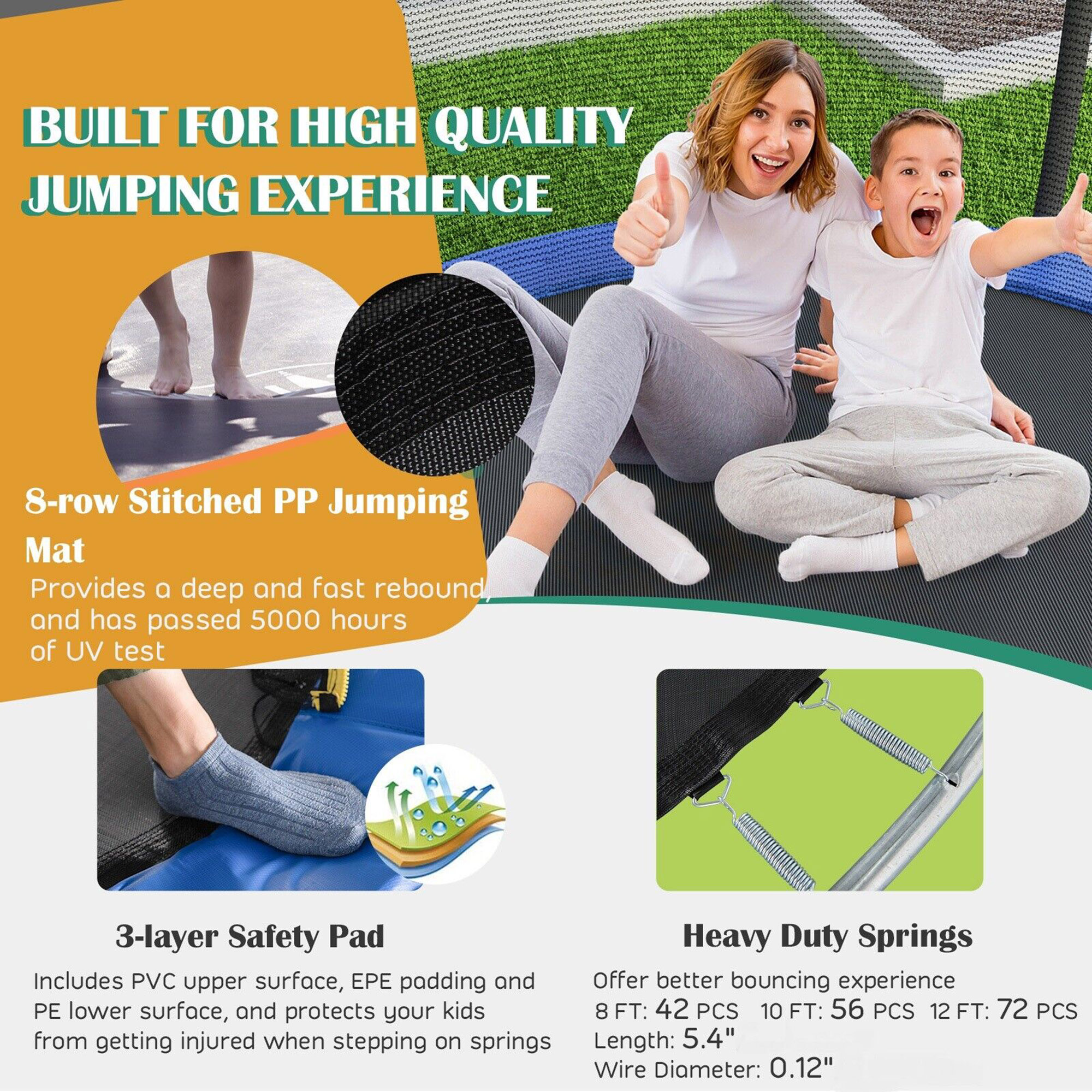 Gymax 12FT Recreational Trampoline w/ Basketball Hoop Safety Enclosure Net Ladder