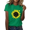thumbnail image 2 of Women's Floral Printed Tops Crew Neck Short Sleeve Sunflower Graphic Tees Summer Loose Fit Casual T-Shirts (S, Green 03), 2 of 5