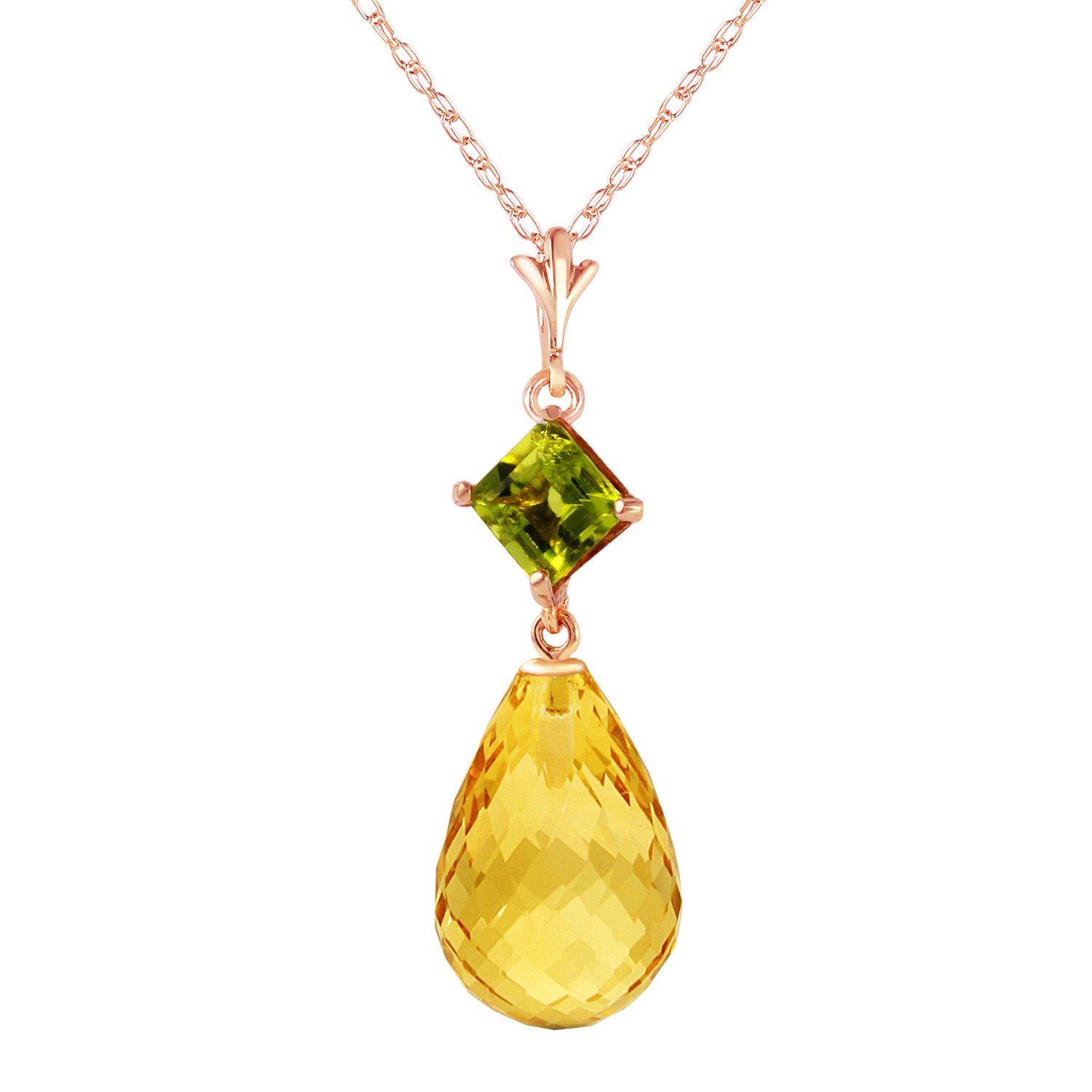 Galaxy Gold 14K Solid Gold 5.5 Carat Natural Peridot Pendant Necklace for Women - Rose Gold Fine Jewelry