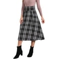 thumbnail image 4 of INSPIRE CHIC Women's Skirt High Elastic Waist A-Line  Vintage Plaid Midi Skirts S Black, 4 of 6