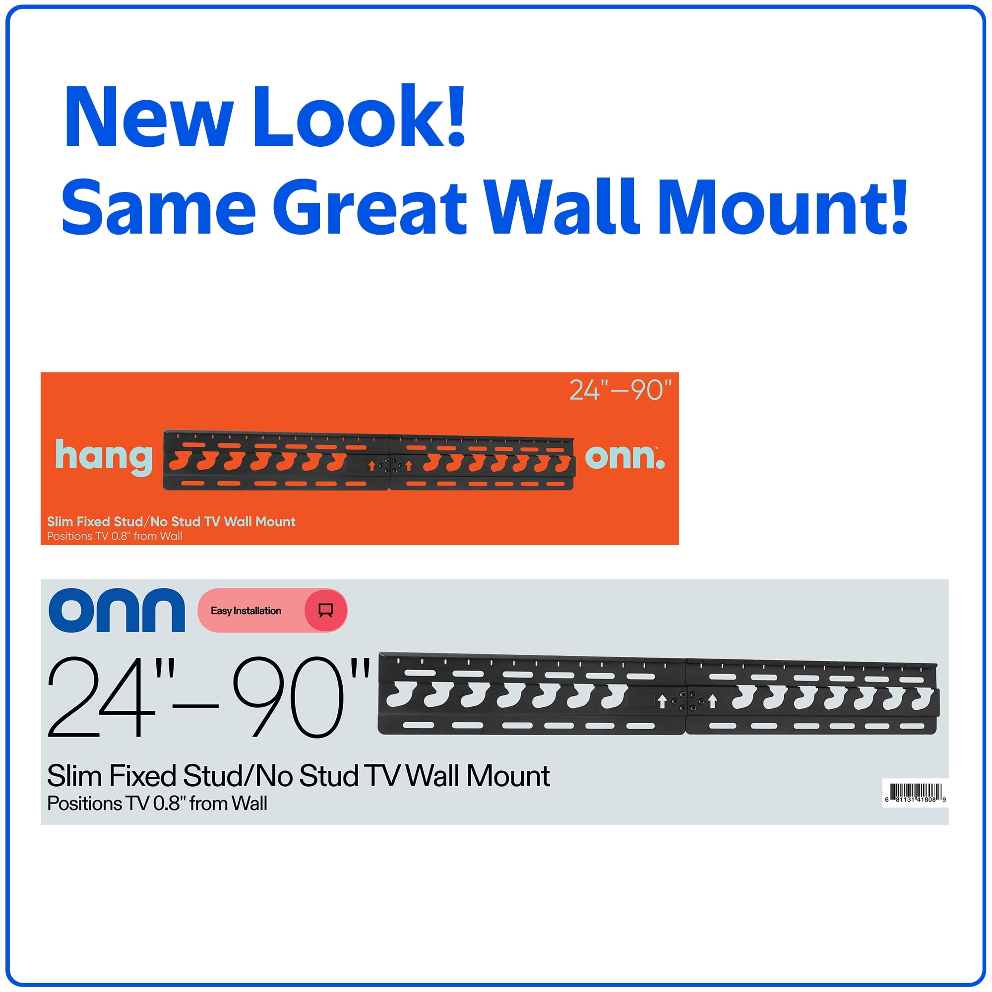 onn No Stud Mount for 24" to 90" TVs, ETL Listed, Fixed/No Stud, Holds up to 150 lbs