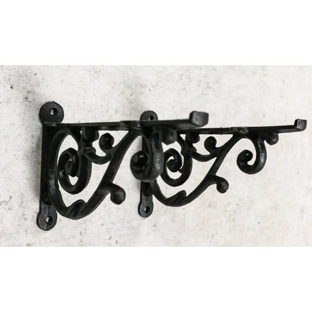 

Set of 2 Cast Iron Black Decorative Victorian Scroll Wall Shelf Brackets 7.5 L