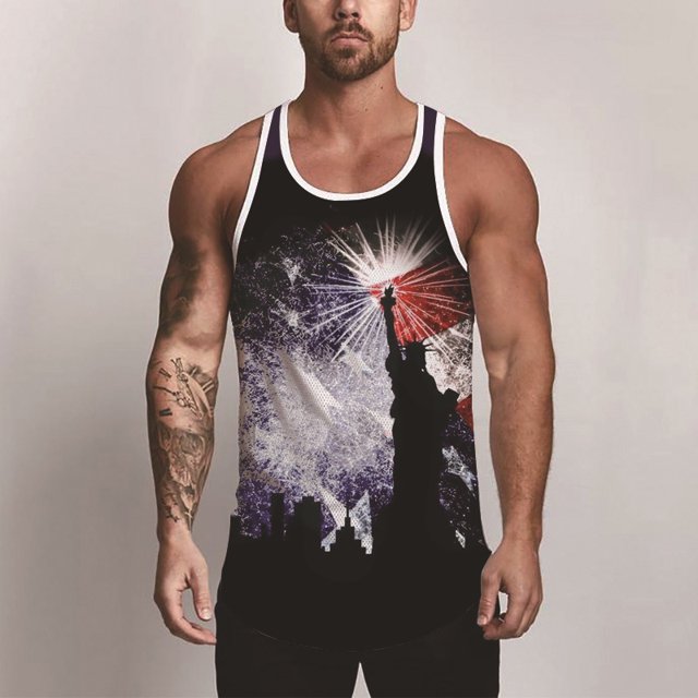 Men's American Flag Stripes and Stars Tank Top Shirt